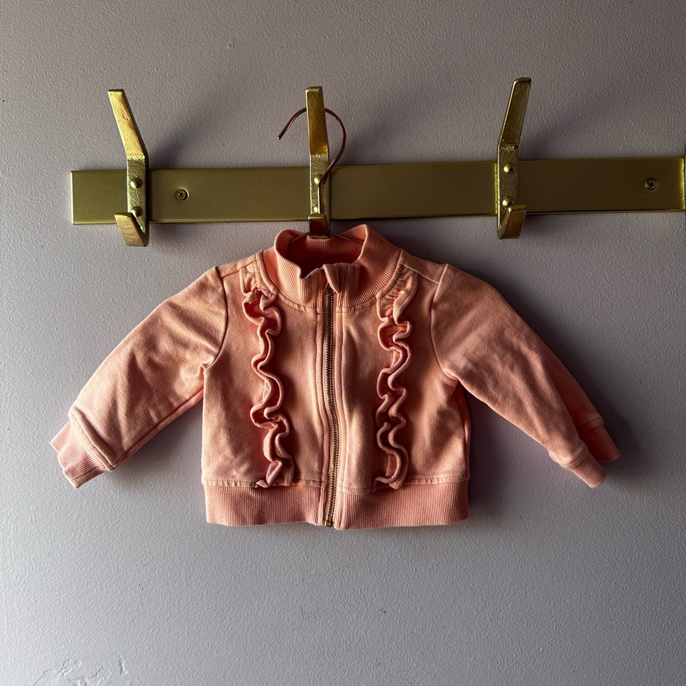 Janie and Jack Pink Ruffle Sweatshirt Jacket Size 6-12 Months